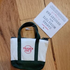 Trader Joe's Canvas Micro Tote With Grocery Bag Inside GREEN